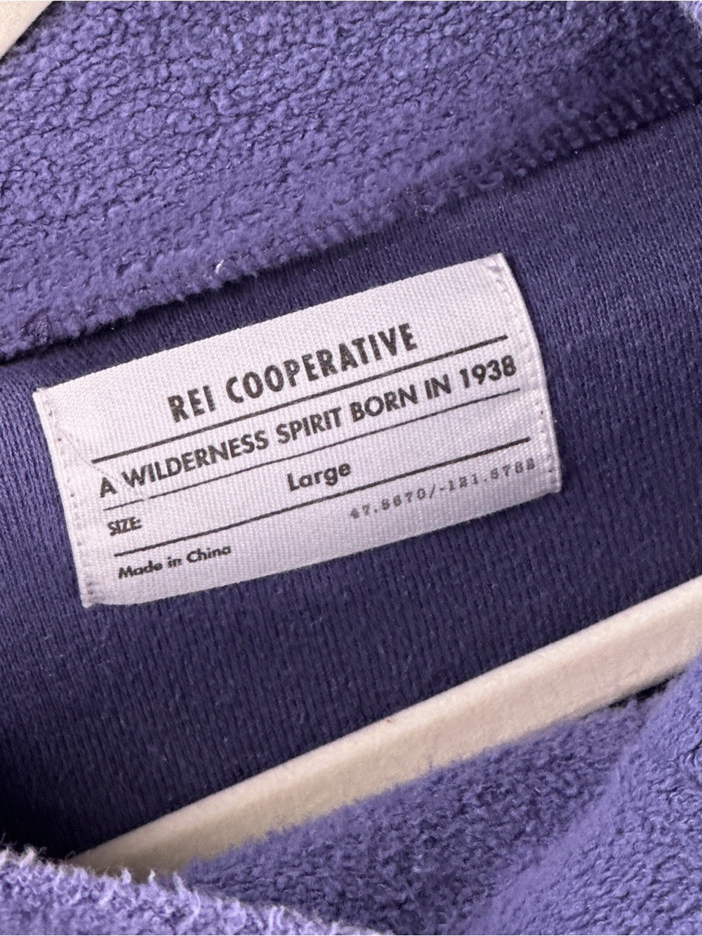 REI Co-op Button Front Terry Pullover Hemp Cotton Purple Large - Picture 5 of 11